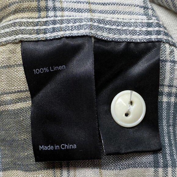 NEW FLINT AND TINDER Men’s Crossback Linen Workshirt Ivory Plaid Size XL - Picture 8 of 8